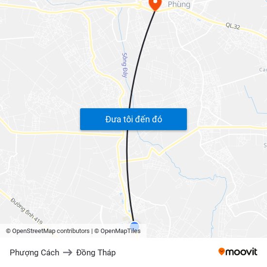 Phượng Cách to Đồng Tháp map