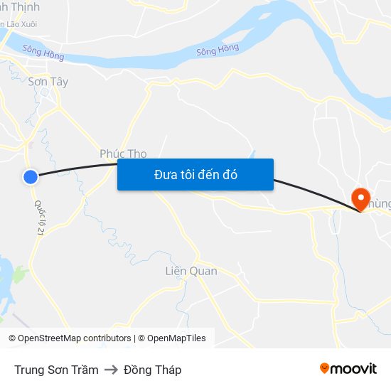 Trung Sơn Trầm to Đồng Tháp map