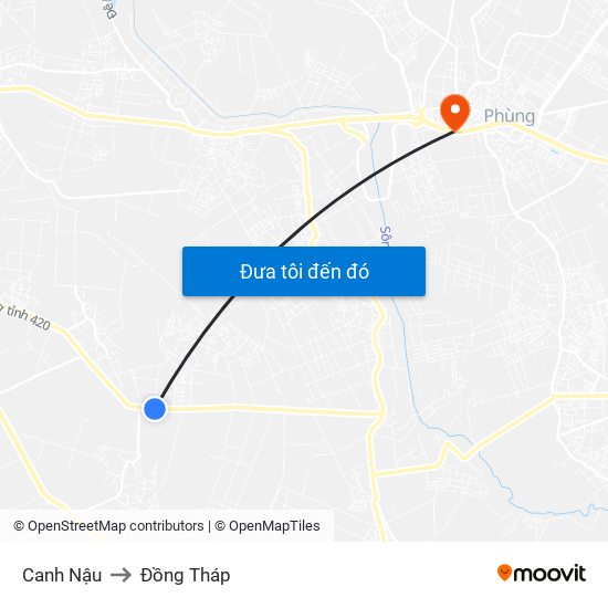 Canh Nậu to Đồng Tháp map