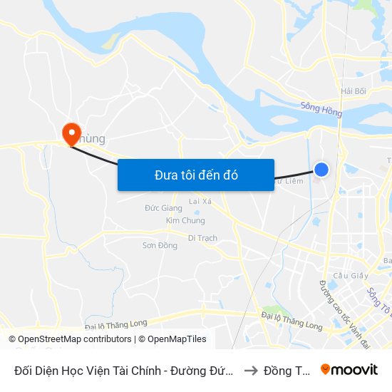 Đối Diện Học Viện Tài Chính - Đường Đức Thắng to Đồng Tháp map