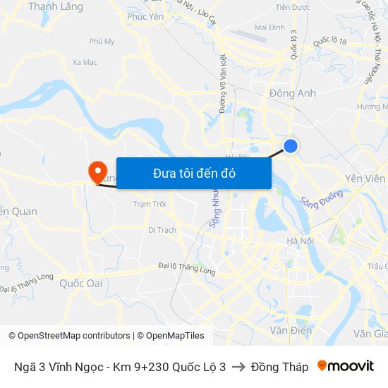 Ngã 3 Vĩnh Ngọc - Km 9+230 Quốc Lộ 3 to Đồng Tháp map