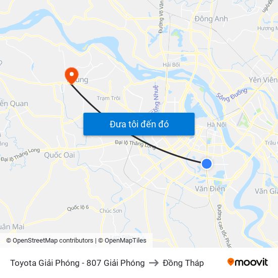 Toyota Giải Phóng - 807 Giải Phóng to Đồng Tháp map