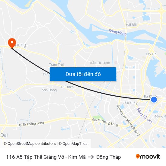 116 A5 Tập Thể Giảng Võ - Kim Mã to Đồng Tháp map