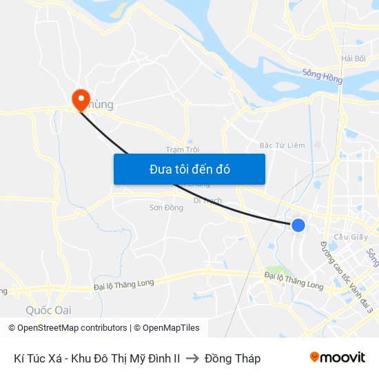 Kí Túc Xá - Khu Đô Thị Mỹ Đình II to Đồng Tháp map