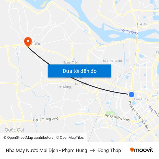 Nhà Máy Nước Mai Dịch - Phạm Hùng to Đồng Tháp map