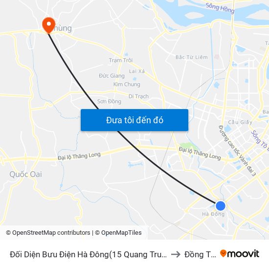 Đối Diện Bưu Điện Hà Đông(15 Quang Trung Hà Đông) to Đồng Tháp map