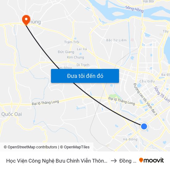 Học Viện Công Nghệ Bưu Chính Viễn Thông - Trần Phú (Hà Đông) to Đồng Tháp map