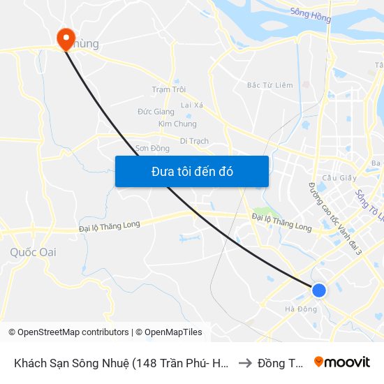 Khách Sạn Sông Nhuệ (148 Trần Phú- Hà Đông) to Đồng Tháp map