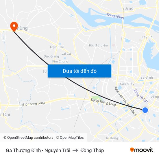 Ga Thượng Đình - Nguyễn Trãi to Đồng Tháp map