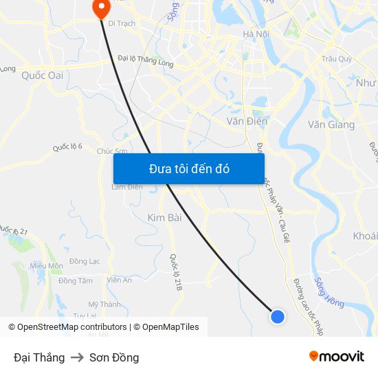 Đại Thắng to Sơn Đồng map