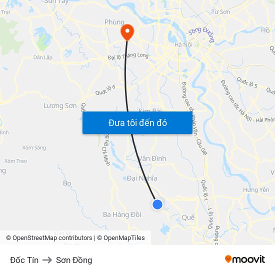 Đốc Tín to Sơn Đồng map