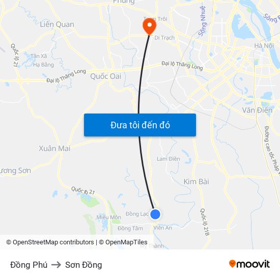 Đồng Phú to Sơn Đồng map