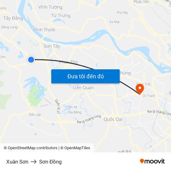 Xuân Sơn to Sơn Đồng map