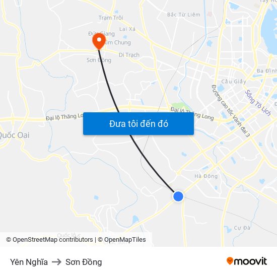 Yên Nghĩa to Sơn Đồng map