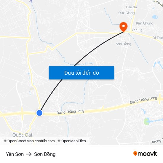 Yên Sơn to Sơn Đồng map