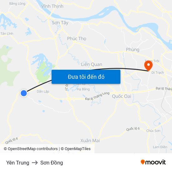 Yên Trung to Sơn Đồng map