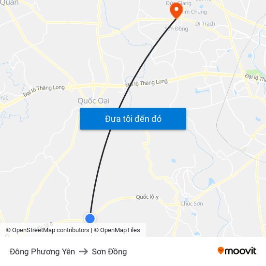 Đông Phương Yên to Sơn Đồng map