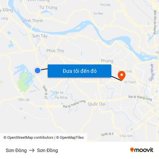 Sơn Đông to Sơn Đồng map