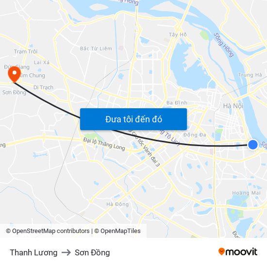 Thanh Lương to Sơn Đồng map