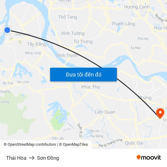 Thái Hòa to Sơn Đồng map