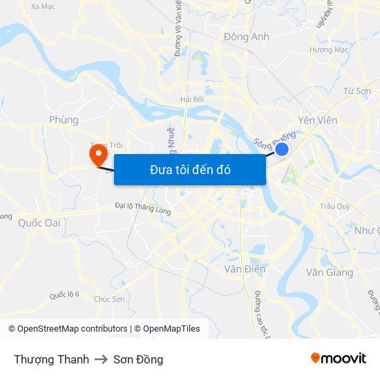 Thượng Thanh to Sơn Đồng map