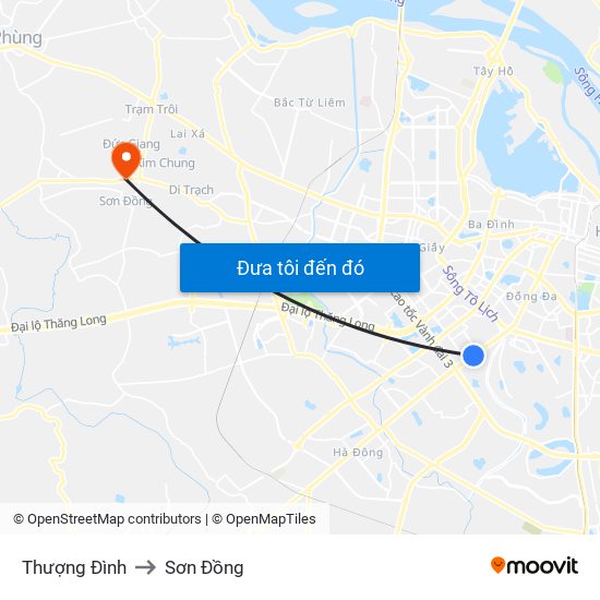 Thượng Đình to Sơn Đồng map