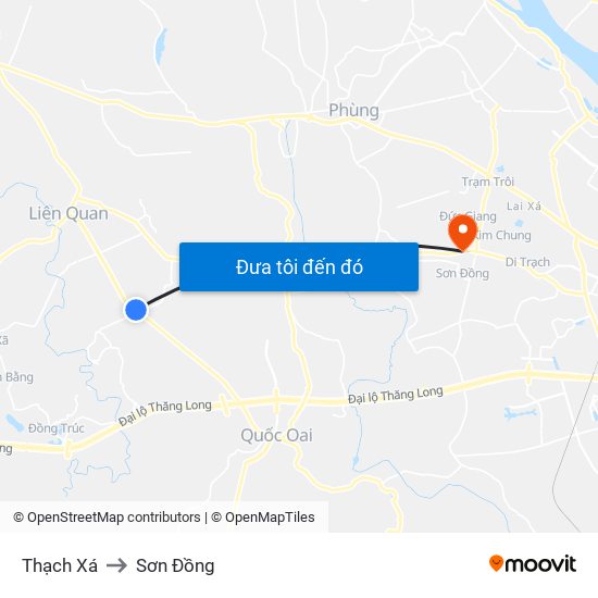 Thạch Xá to Sơn Đồng map