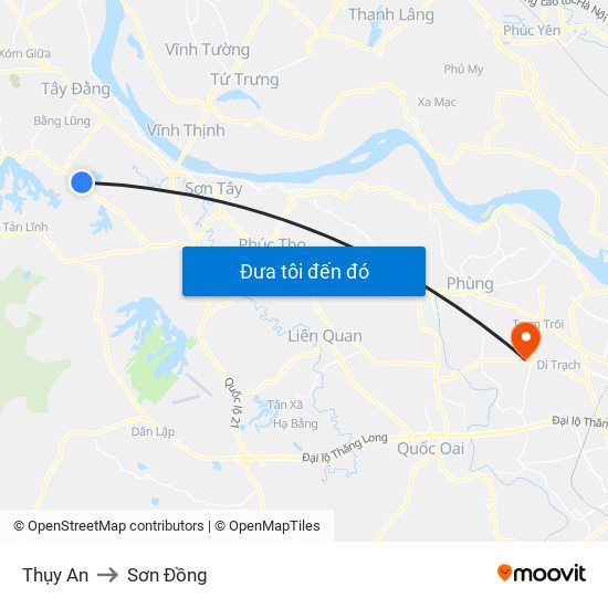 Thụy An to Sơn Đồng map