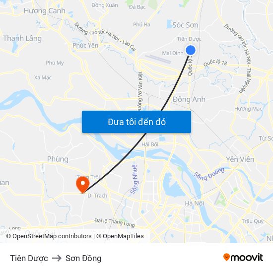 Tiên Dược to Sơn Đồng map
