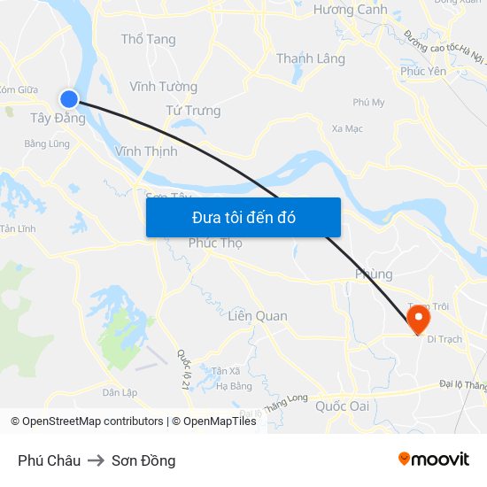 Phú Châu to Sơn Đồng map