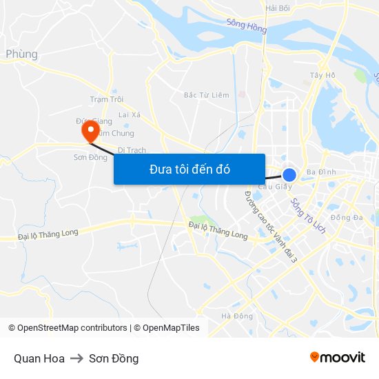 Quan Hoa to Sơn Đồng map