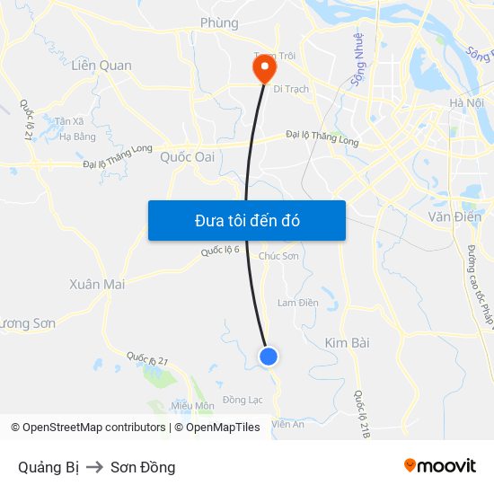 Quảng Bị to Sơn Đồng map