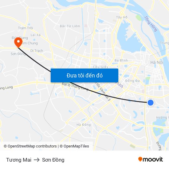 Tương Mai to Sơn Đồng map