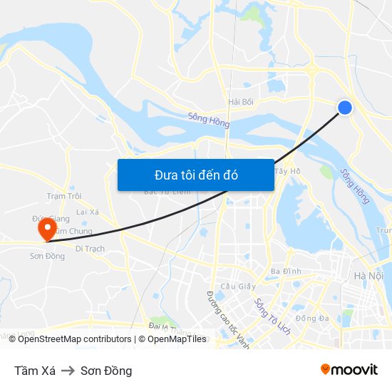 Tầm Xá to Sơn Đồng map