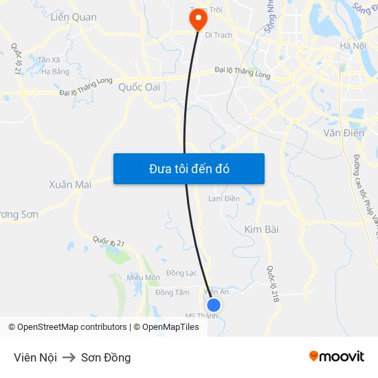 Viên Nội to Sơn Đồng map