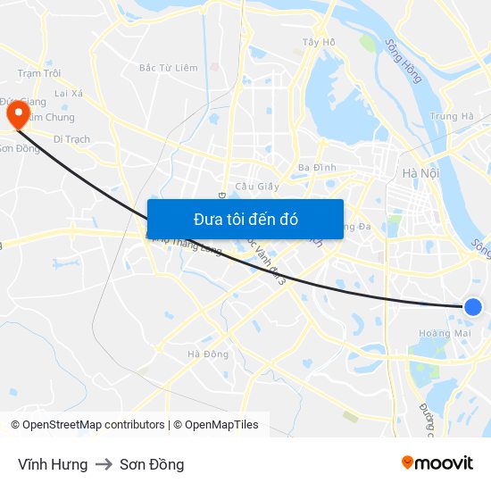 Vĩnh Hưng to Sơn Đồng map