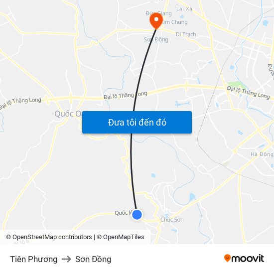 Tiên Phương to Sơn Đồng map