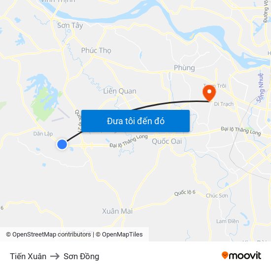 Tiến Xuân to Sơn Đồng map