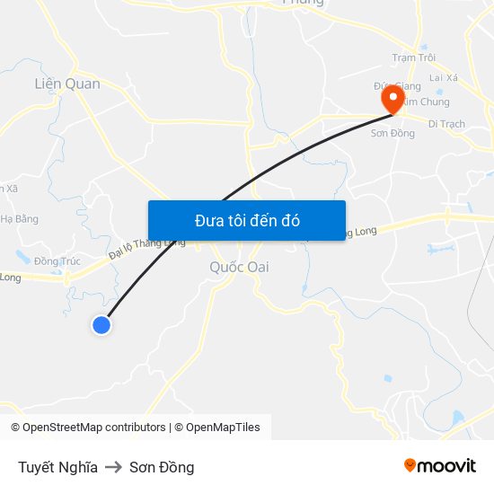 Tuyết Nghĩa to Sơn Đồng map
