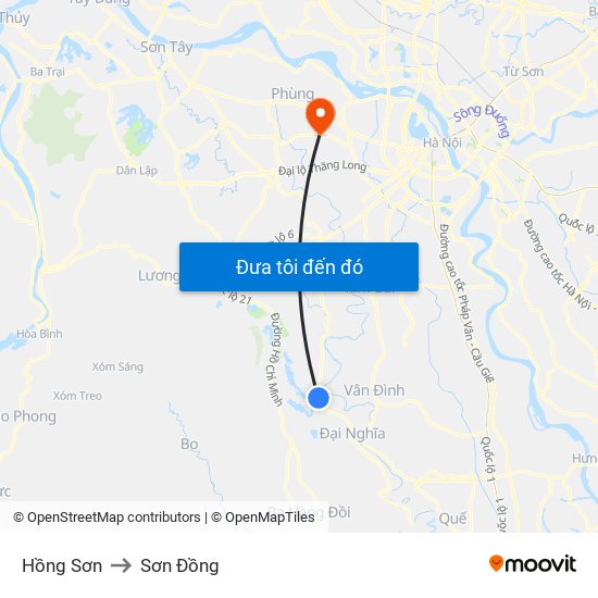 Hồng Sơn to Sơn Đồng map