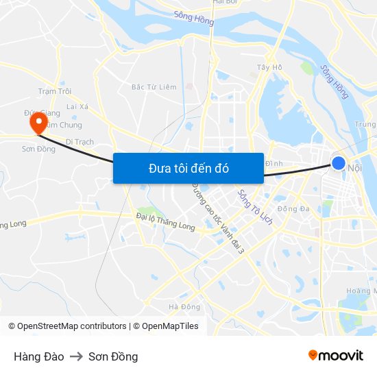 Hàng Đào to Sơn Đồng map