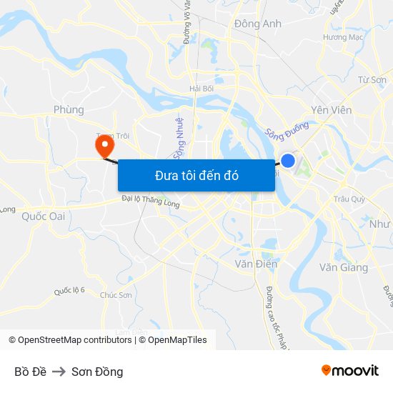 Bồ Đề to Sơn Đồng map