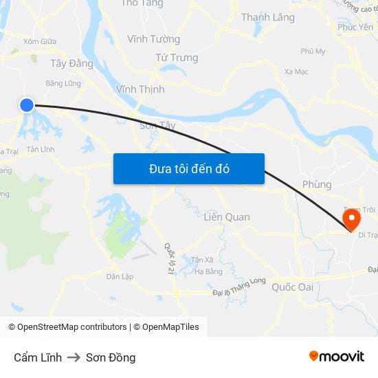 Cẩm Lĩnh to Sơn Đồng map
