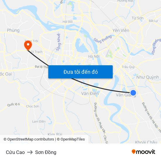 Cửu Cao to Sơn Đồng map