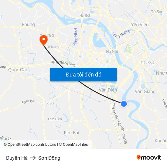 Duyên Hà to Sơn Đồng map