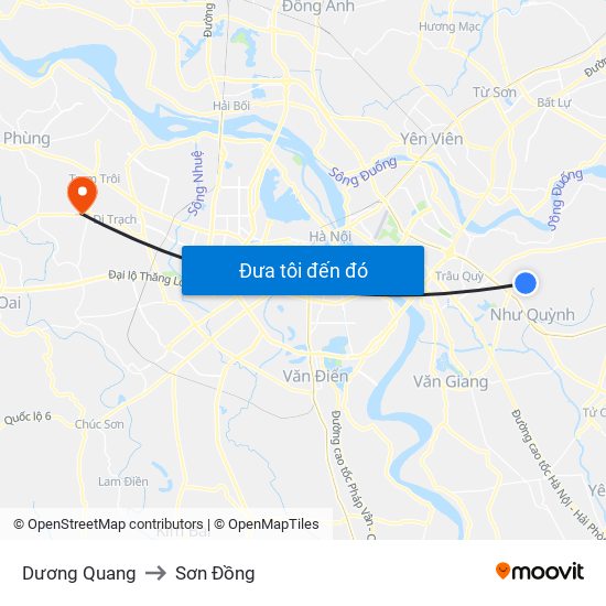 Dương Quang to Sơn Đồng map
