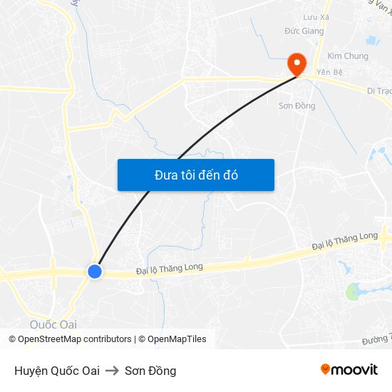 Huyện Quốc Oai to Sơn Đồng map