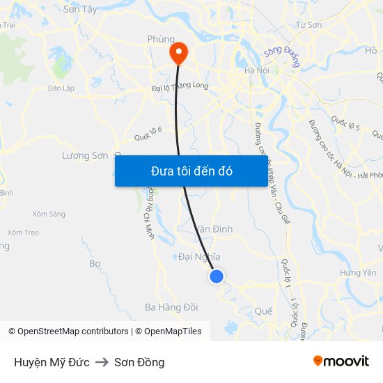 Huyện Mỹ Đức to Sơn Đồng map