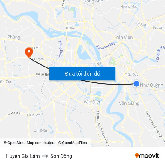 Huyện Gia Lâm to Sơn Đồng map