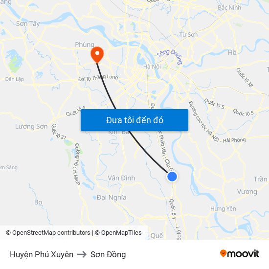 Huyện Phú Xuyên to Sơn Đồng map